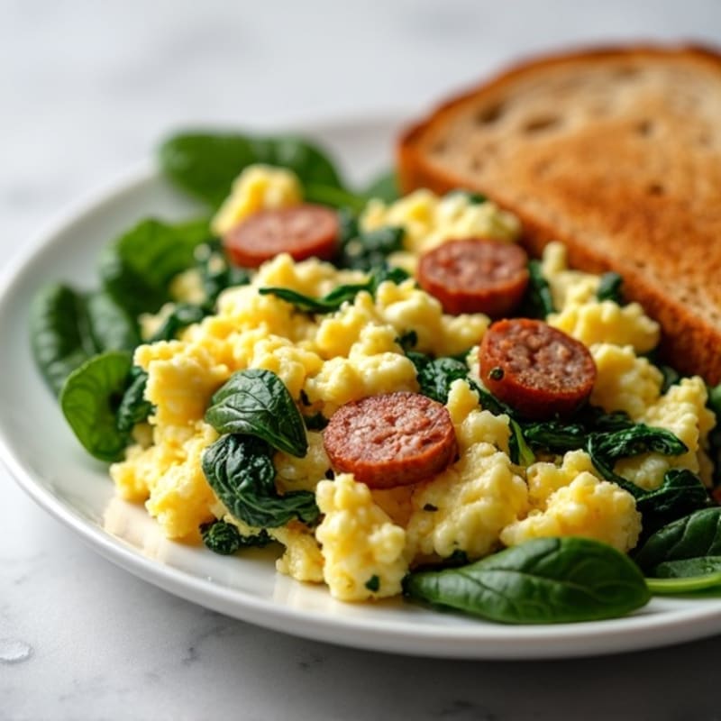 Egg White Scramble with Spinach and Turkey Sausage
