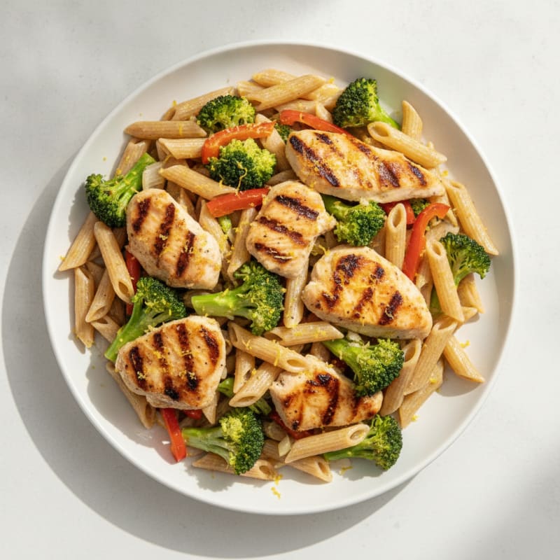 Grilled Chicken and Broccoli Pasta Salad with Lemon Vinaigrette