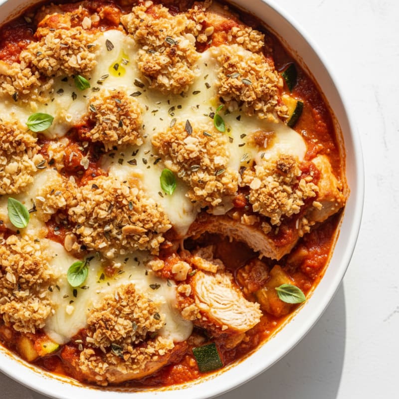 Crispy Baked Chicken Parmesan Casserole
