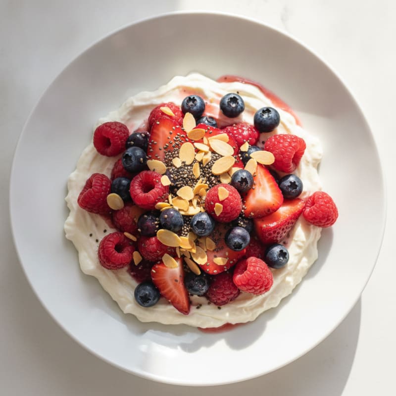 Creamy Greek Yogurt Protein Pudding with Mixed Berries