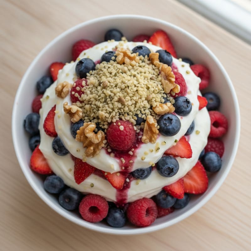 Greek Yogurt Protein Parfait with Mixed Berries