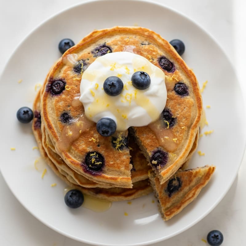 Blueberry Ricotta Pancakes with Lemon Zest