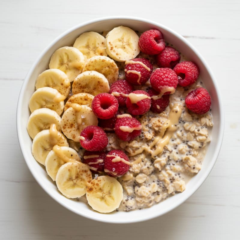Banana Chia Overnight Oats with Berries