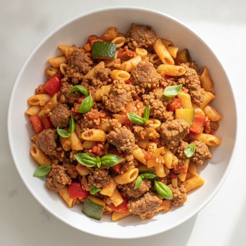 Lean Ground Beef and Vegetable Pasta Bowl