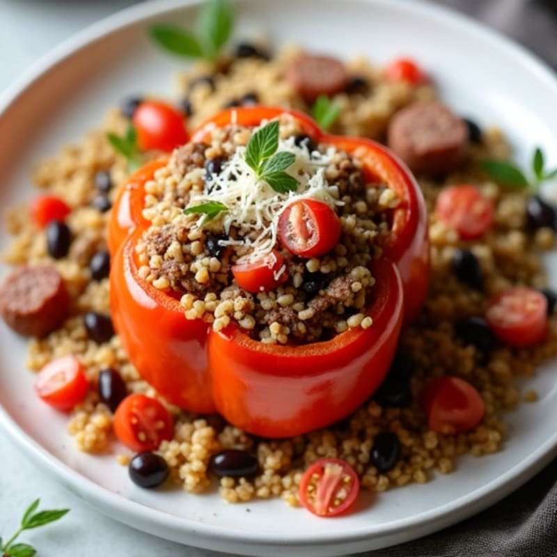 Hearty Stuffed Bell Peppers with Lean Ground Beef and Turkey Sausage
