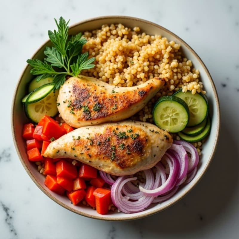Herb-Roasted Chicken and Vegetable Quinoa Bowl