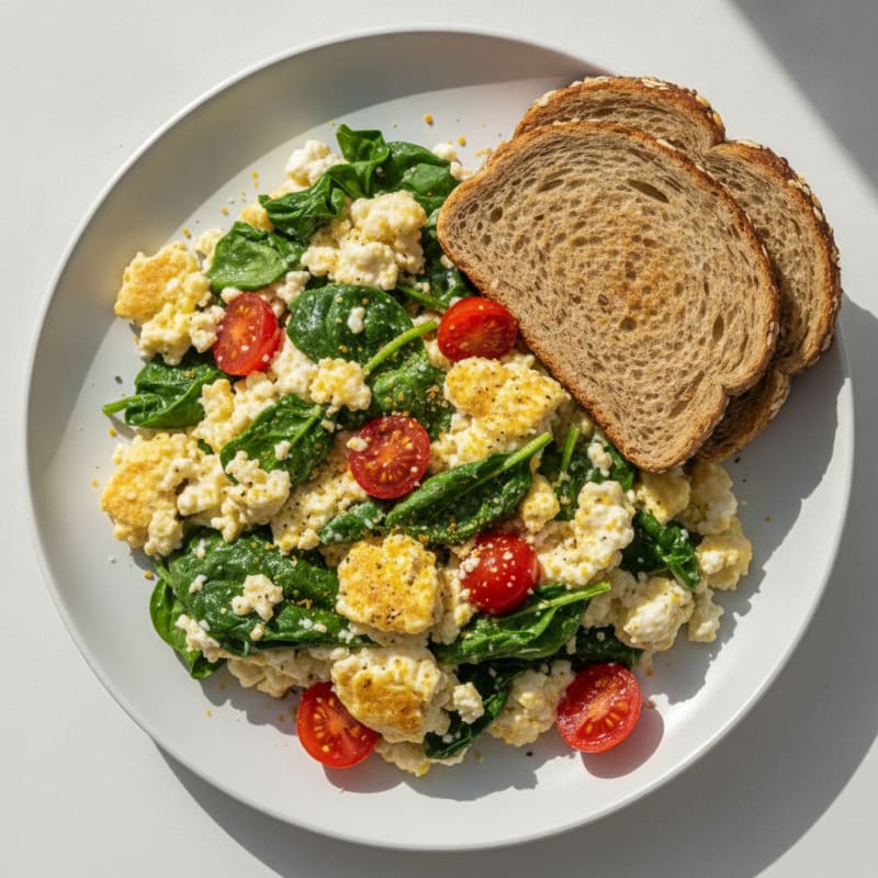High-Protein Scrambled Eggs with Spinach