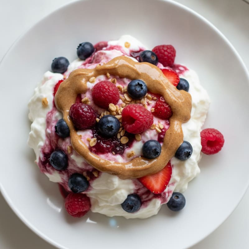 Greek Yogurt Protein Mousse with Mixed Berries