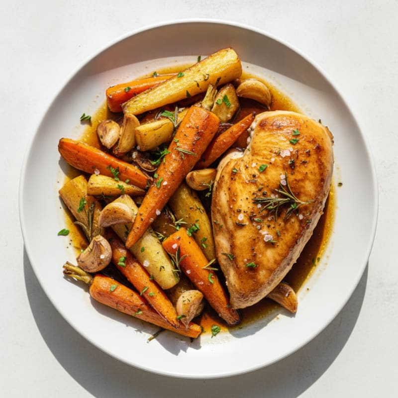 Garlic Herb Roasted Chicken with Root Vegetables