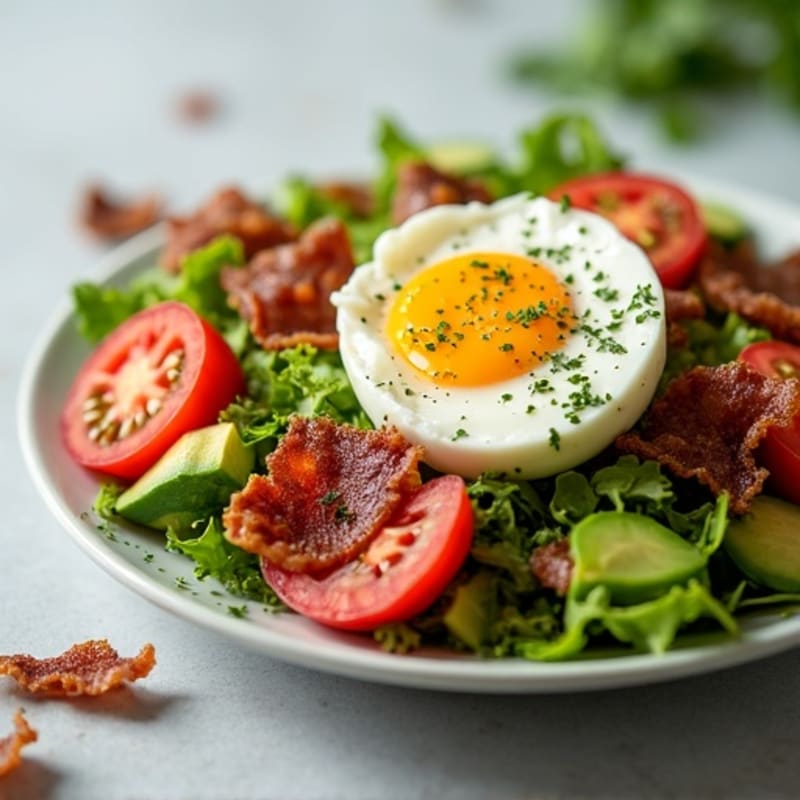 Crispy Turkey Bacon Salad with Fresh Greens, Juicy Tomatoes, and Creamy Avocado