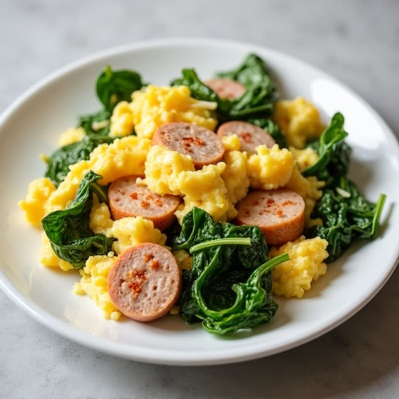 Egg White and Turkey Sausage Scramble with Spinach