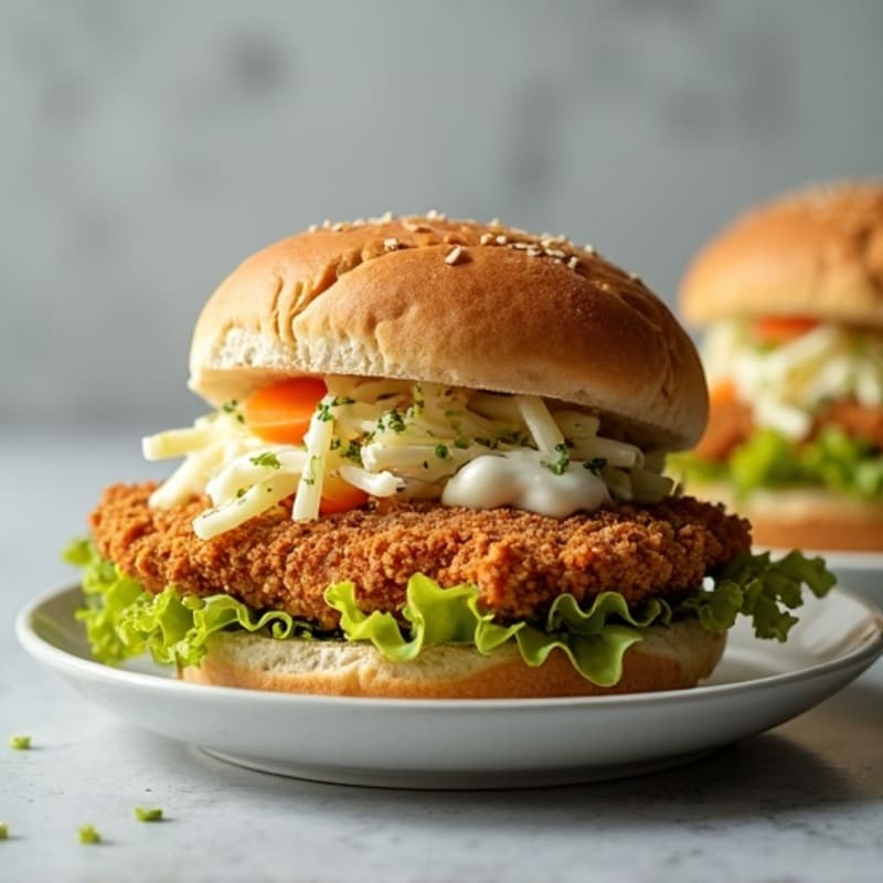 Air-Fried Crispy Chicken Sandwich with Creamy Dill Slaw