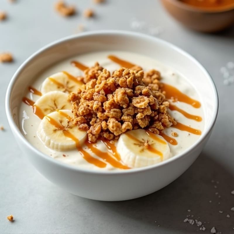Salted Caramel Protein Power Bowl with Creamy Greek Yogurt and Crunchy Granola
