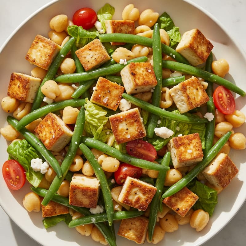 Pan-Seared Tofu with Lemony Green Beans