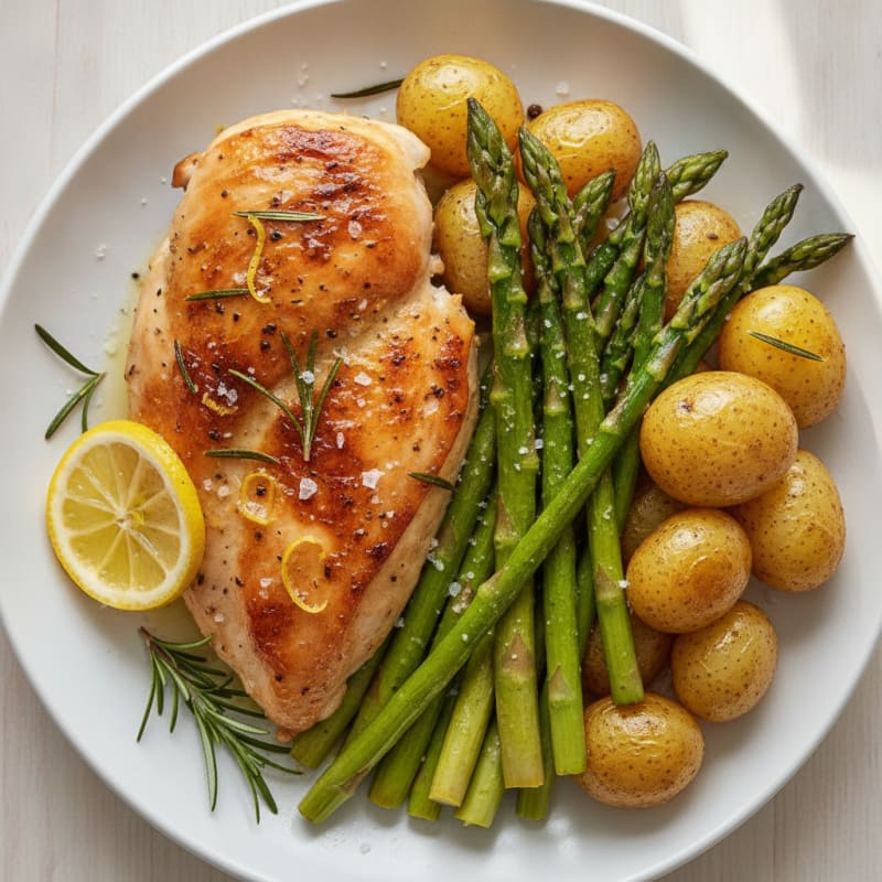 Lemon Herb Roasted Chicken with Asparagus
