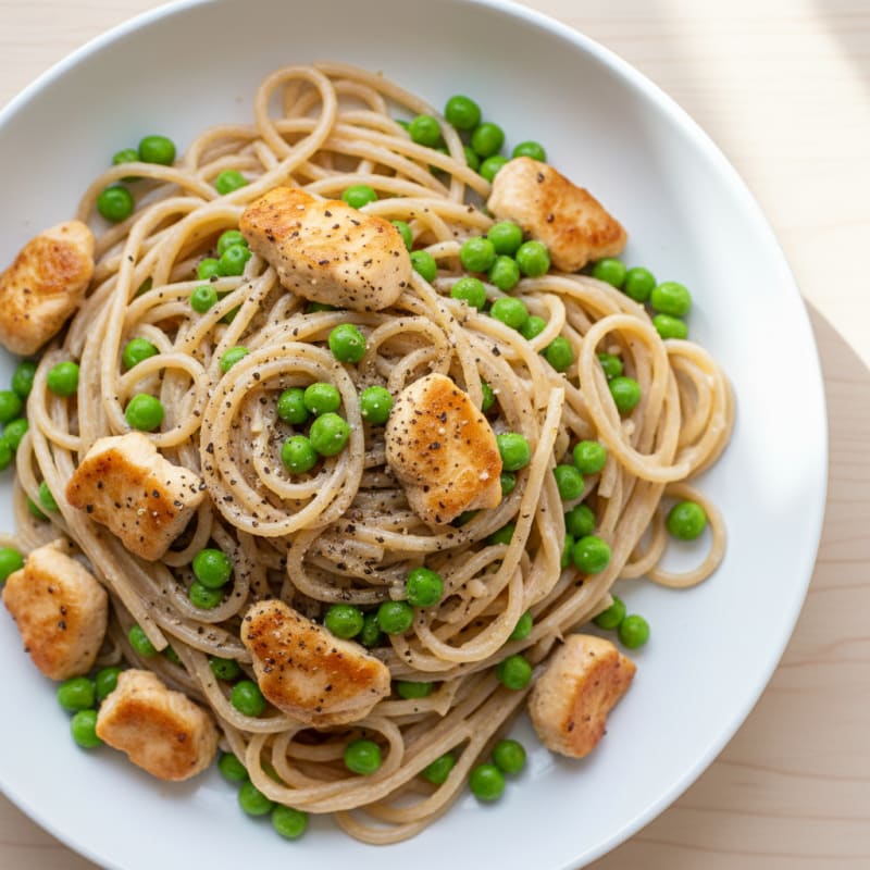 Creamy Chicken Carbonara with Green Peas