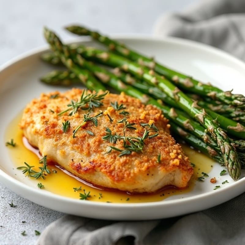 Crispy Herb-Baked Chicken with Roasted Asparagus