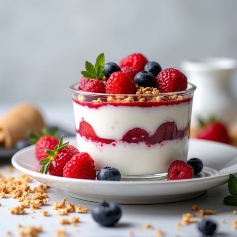 Greek Yogurt Protein Parfait with Mixed Berries and Almond Butter