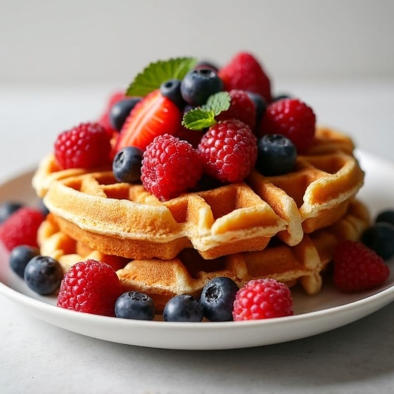 Crispy Protein Waffles with Fresh Berries