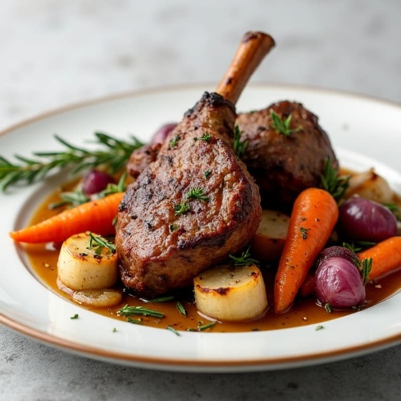 Herb-Roasted Lamb Leg with Roasted Root Vegetables