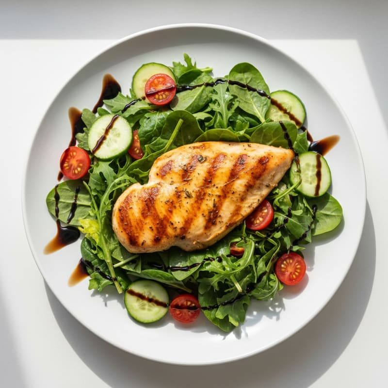 Grilled Chicken Breast with Mixed Greens Salad
