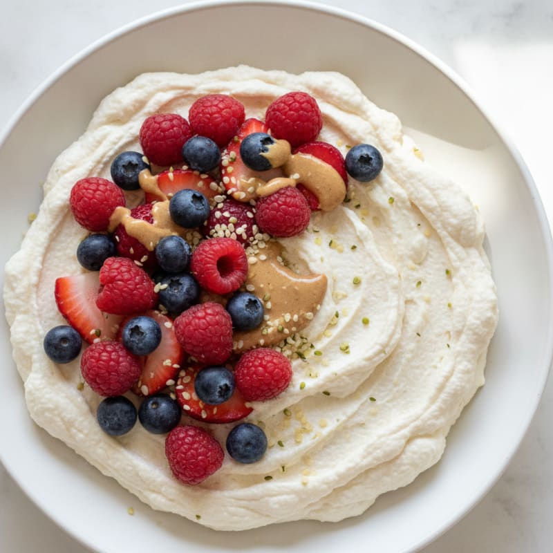 Silky Greek Yogurt Protein Mousse with Mixed Berries