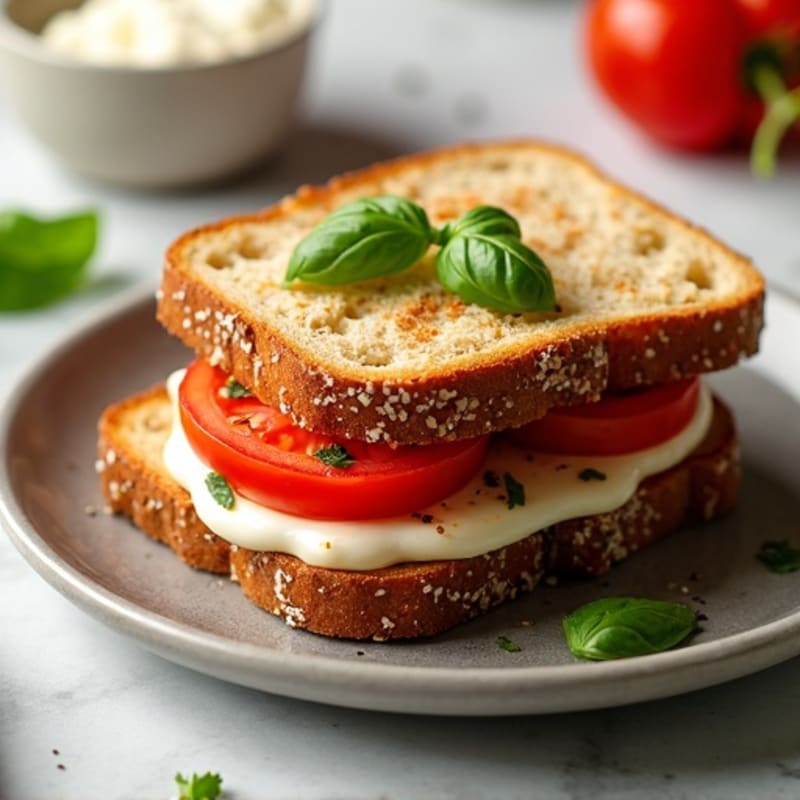 Healthy Grilled Tomato, Fresh Mozzarella, and Basil Sandwich