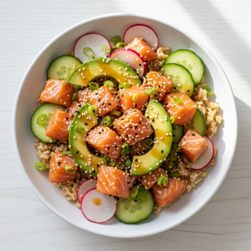 Zesty Salmon Poke Rice Bowl