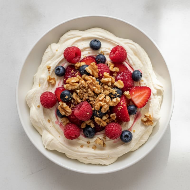 Greek Yogurt Protein Mousse with Mixed Berries