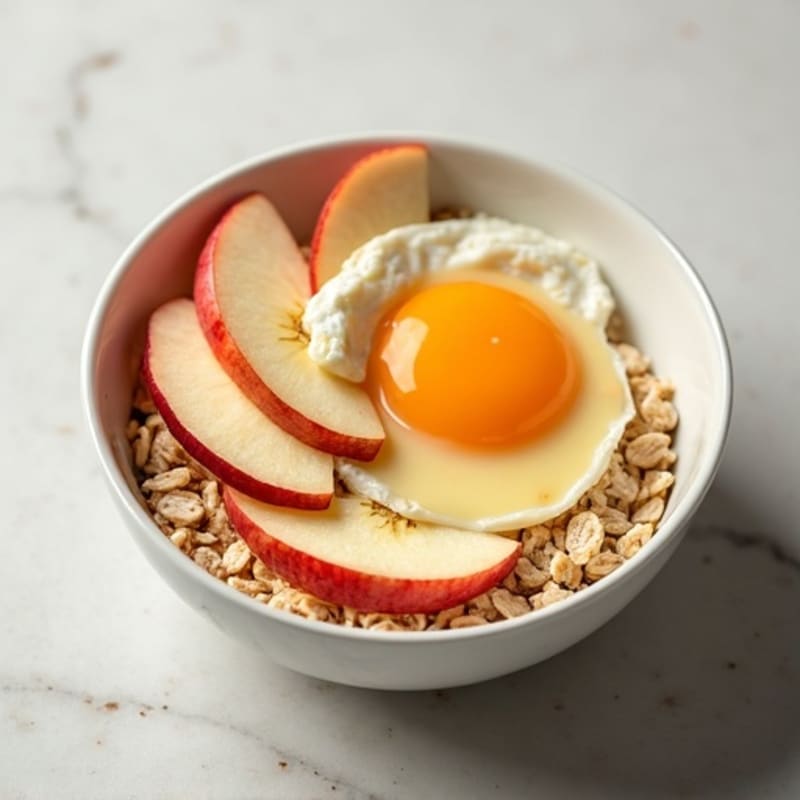 Egg White Oatmeal with Sliced Apples