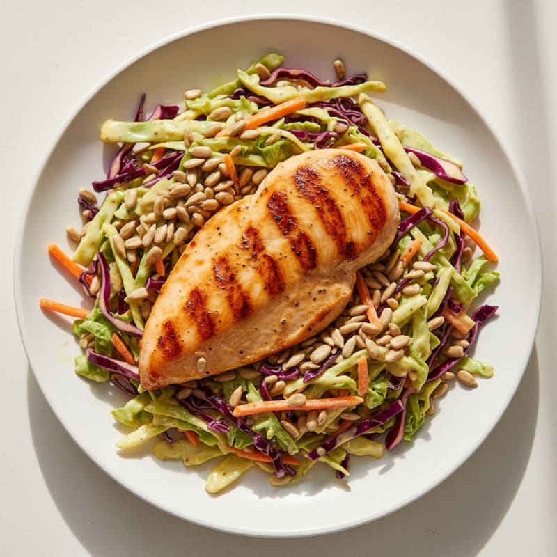 Grilled Chicken Breast with Crunchy Cabbage Slaw