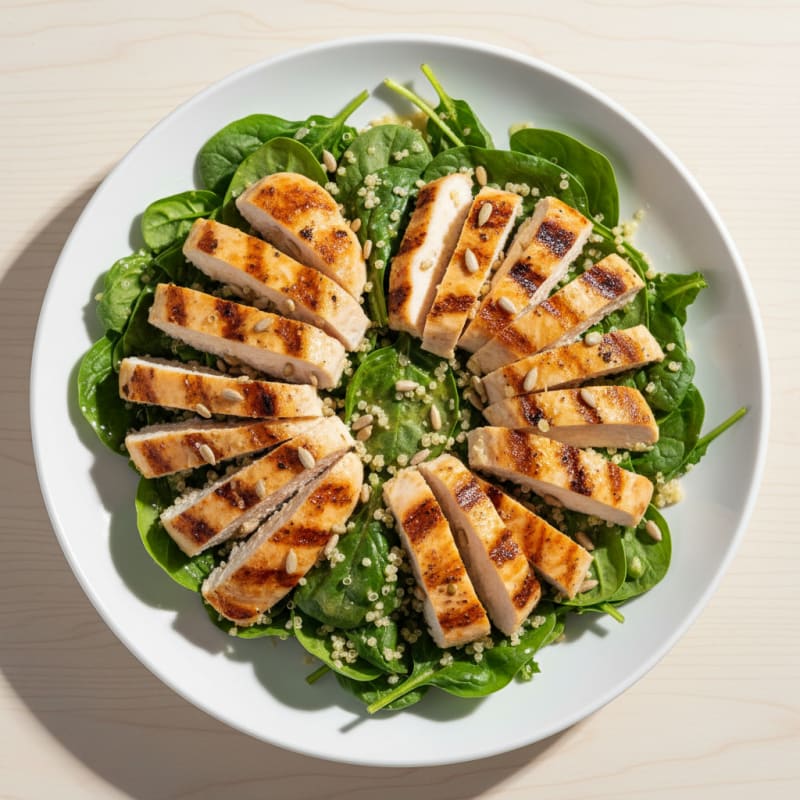 Grilled Chicken and Quinoa Salad with Fresh Spinach