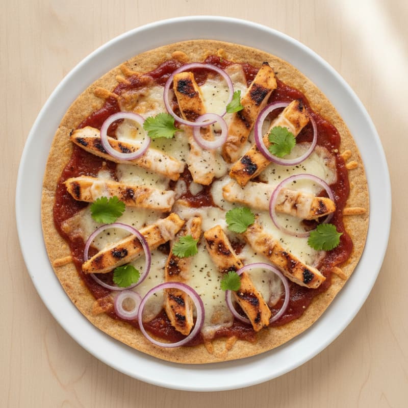 High-Protein BBQ Chicken Pizza with Red Onion