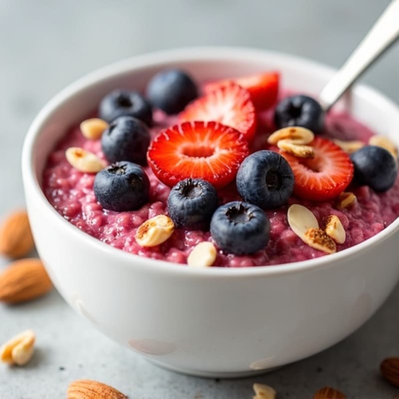 Creamy Berry Oatmeal with Toasted Nuts