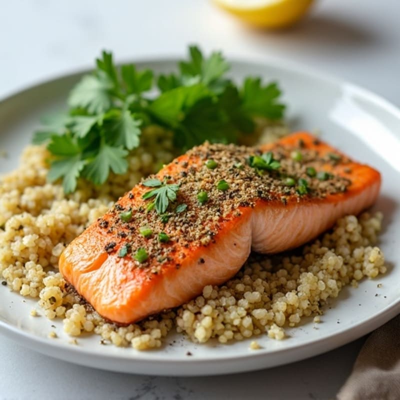Herb-Crusted Baked Salmon with Quinoa