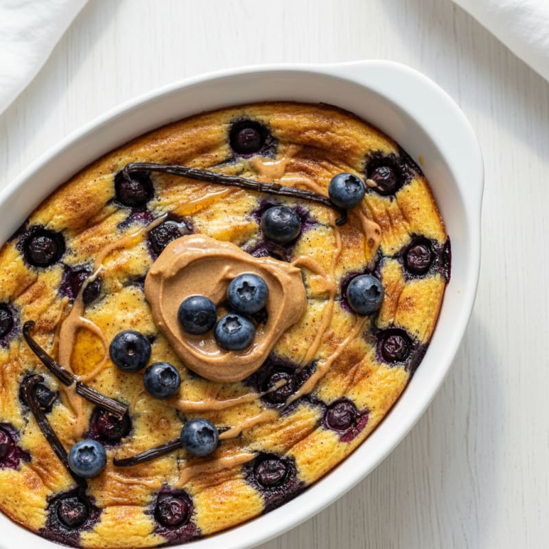 Baked Blueberry Protein Yogurt Custard for Two