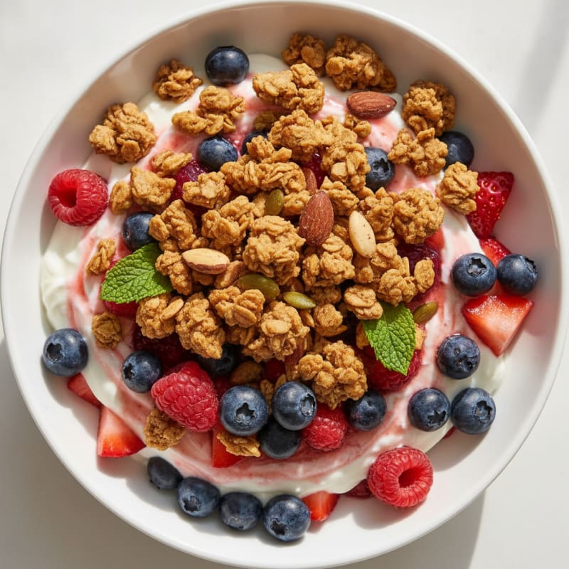 Creamy Greek Yogurt Parfait with Protein Granola and Berries