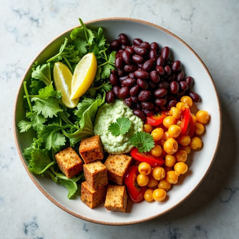 Spiced Chickpea Fajita Bowl with Cilantro-Mint Sauce