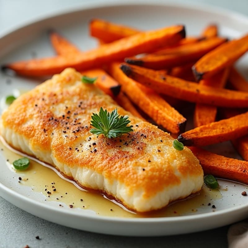 Crispy Baked Cod with Roasted Sweet Potato Fries