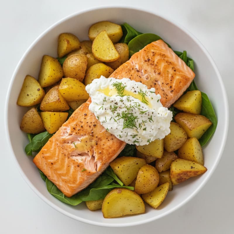 Pan-Seared Salmon and Roasted Potato Bowl