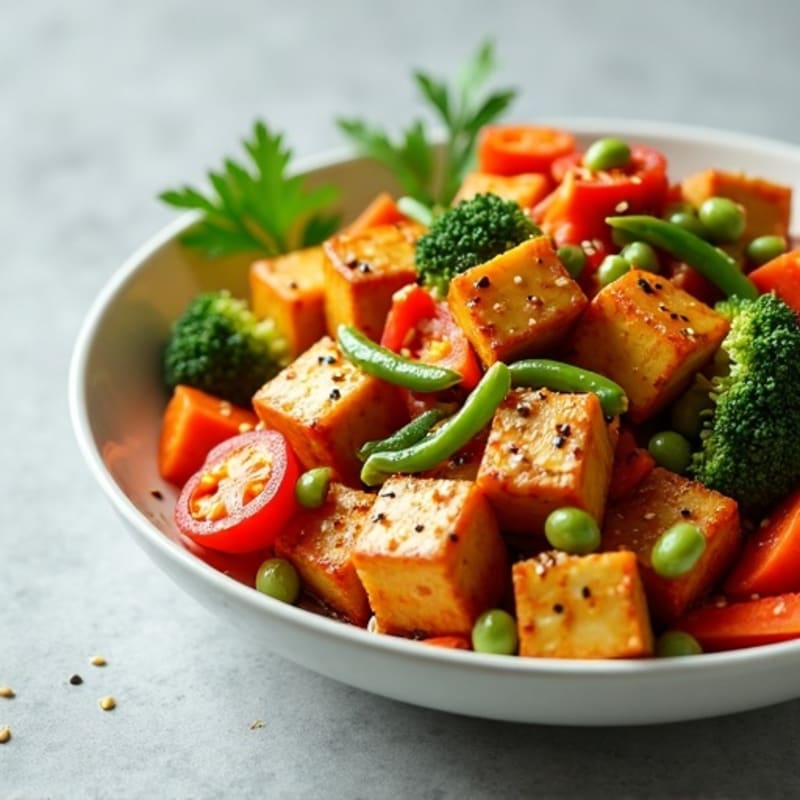 Crispy Sesame Tofu Stir-Fry with Fresh Vegetables