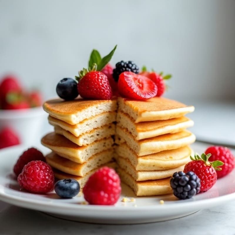 Fluffy Protein Pancakes with Fresh Berries
