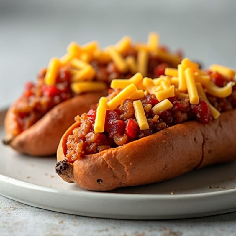 Lean Turkey Chili-Topped Sweet Potato Dogs