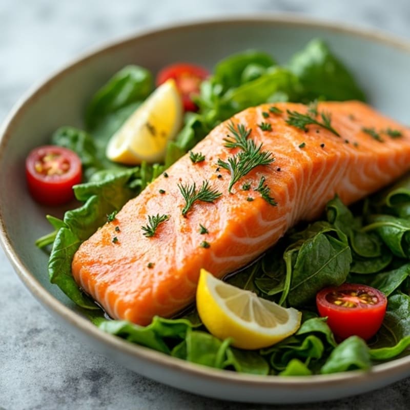 Flaky Lemon Herb Salmon Salad with Crisp Greens