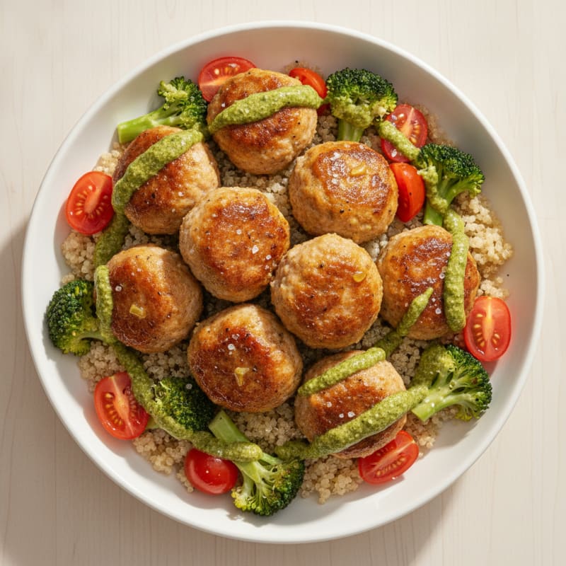 Roasted Garlic Chicken Meatball Bowl