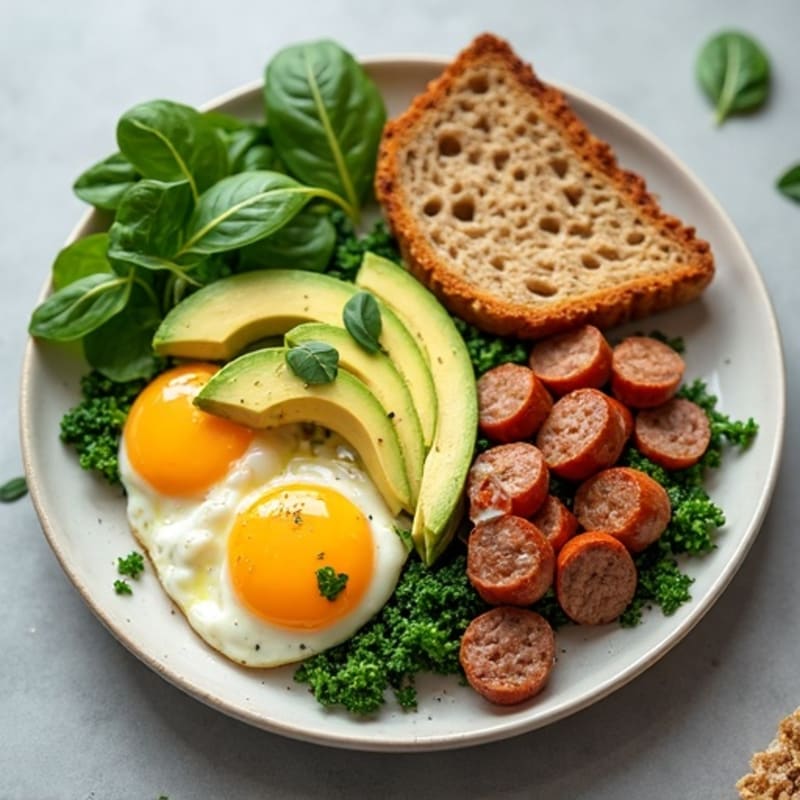 Cottage Cheese Scramble with Spinach and Turkey Sausage