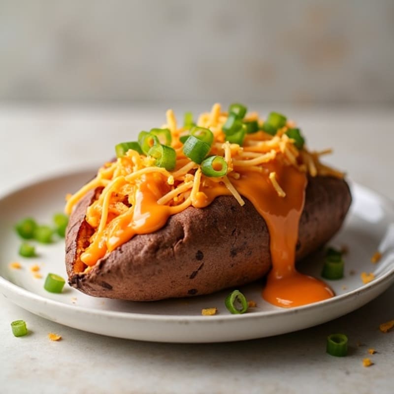 Creamy Buffalo Chicken Stuffed Sweet Potatoes