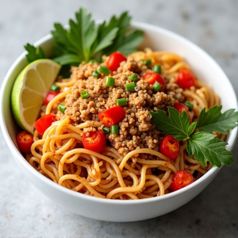 Spicy Ginger-Garlic Ground Turkey Noodle Bowl