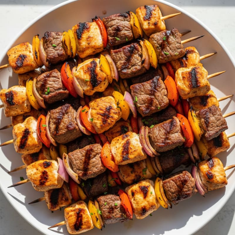 Tender Grilled Chicken and Beef Skewers