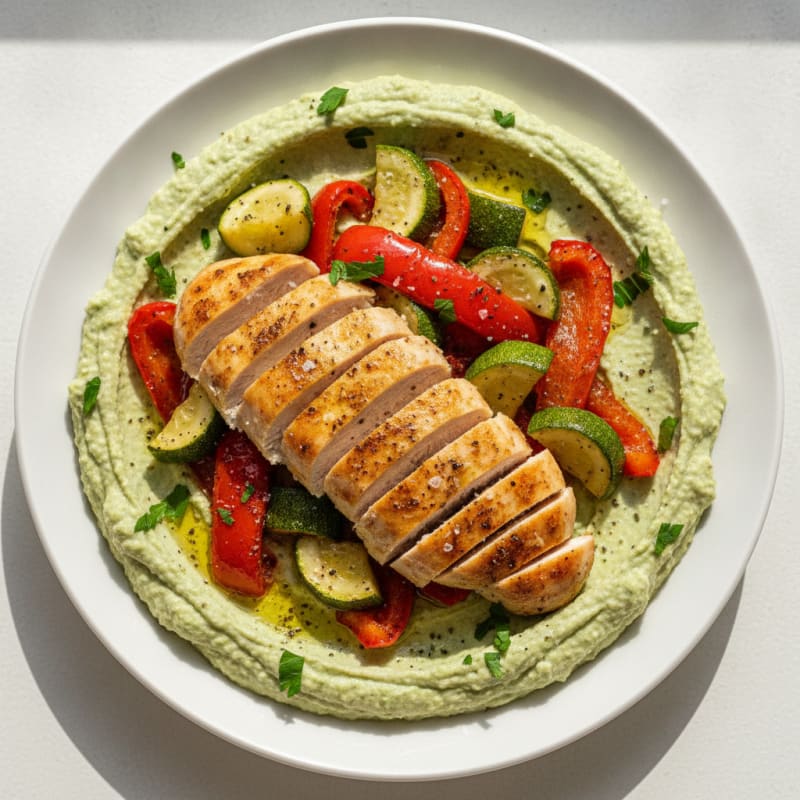 Herb Hummus Platter with Roasted Vegetables